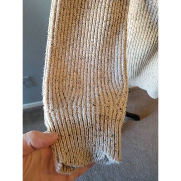 Soft Surrounding V Neck Marled Beige Long Sleeve Ribbed Scalloped Hem Line Sz L - Picture 4 of 11